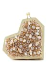 Anaar_Gold Crystals, Beads Foiled Milano Satin Clutch _at_Aza_Fashions