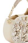 Shop_Anaar_White Fabric Flowers, Beads Swan Annette Floral Clutch 