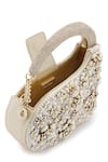 Anaar_White Fabric Flowers, Beads Swan Annette Floral Clutch _Online