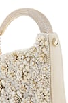 Buy_Anaar_White Fabric Flowers, Beads Swan Annette Floral Clutch _Online