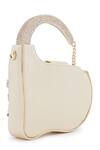 Shop_Anaar_White Fabric Flowers, Beads Swan Annette Floral Clutch _at_Aza_Fashions