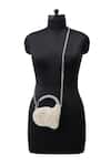 Anaar_White Beads, Embroidery Piom Pom Anette Designer Clutch _Online_at_Aza_Fashions