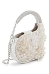 Buy_Anaar_White Beads, Embroidery Piom Pom Anette Designer Clutch _at_Aza_Fashions