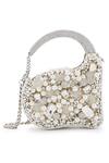 Anaar_White Pearls, Crystals Boss Lady Anette Designer Clutch _at_Aza_Fashions