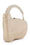 Shop_Anaar_Gold Stones Foiled Milano Satin Clutch _at_Aza_Fashions