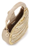 Anaar_Gold Chains, Rhinestones Foiled Milano Satin Clutch _at_Aza_Fashions