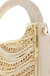 Anaar_Gold Chains, Rhinestones Foiled Milano Satin Clutch _Online