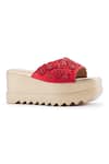 Anaar_Red Embroidery Scarlet Fever Wedges _Online_at_Aza_Fashions