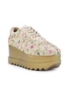 Buy_Anaar_Gold Floral Embroidered Wedge Sneakers _Online_at_Aza_Fashions