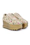 Buy_Anaar_Gold Floral Embroidered Wedge Sneakers _at_Aza_Fashions