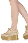 Shop_Anaar_Gold Floral Embroidered Wedge Sneakers _Online_at_Aza_Fashions
