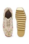 Anaar_Gold Floral Embroidered Wedge Sneakers _Online_at_Aza_Fashions