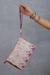 Shop_Torani_Multi Color Embroidery Coromandel Purna Pouch _at_Aza_Fashions