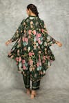 Shop_Tanu Malhotra_Green Cotton, Silk Split V-neck Forest Printed High Low Kurta Set _at_Aza_Fashions