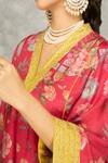 Buy_Tanu Malhotra_Pink Cotton, Silk Embroidery V-neck Hot Buti Kurta Set With Dupatta _Online_at_Aza_Fashions