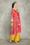 Tanu Malhotra_Pink Cotton, Silk Embroidery V-neck Hot Buti Kurta Set With Dupatta _at_Aza_Fashions