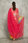 Shop_Tanu Malhotra_Pink Cotton, Silk Embroidery V-neck Hot Buti Kurta Set With Dupatta _at_Aza_Fashions