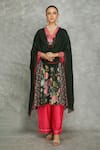 Buy_Tanu Malhotra_Green Cotton, Silk, Georgette Embroidery Forest Side Panel Buti Kurta Set _at_Aza_Fashions