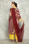 Shop_Tanu Malhotra_Wine Cotton, Silk, Georgette V-neck Old Buti Kurta Set With Scalloping Dupatta _at_Aza_Fashions