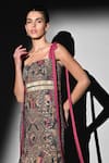 Shop_Nikita Mhaisalkar_Brown Georgette Embroidery Square Neck Pink Geometric Cut-pipe Maxi Dress _Online_at_Aza_Fashions