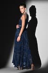 Shop_Nikita Mhaisalkar_Blue Georgette Zari Keyhole Neck Indigo Swirl Print Maxi Dress _at_Aza_Fashions