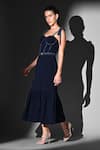 Nikita Mhaisalkar_Blue Sweetheart Neck Indigo Corset Tie-up Dress _Online_at_Aza_Fashions