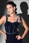 Shop_Nikita Mhaisalkar_Blue Sweetheart Neck Indigo Corset Tie-up Dress _Online_at_Aza_Fashions
