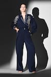Buy_Nikita Mhaisalkar_Blue Beads Collared Indigo Shirt With Embroidery _Online_at_Aza_Fashions
