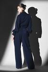Shop_Nikita Mhaisalkar_Blue Embroidery Indigo Luxe Suiting Pants _at_Aza_Fashions