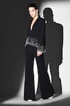 Nikita Mhaisalkar_Black Beads Noir Crystal Embroidered Pant Set _Online_at_Aza_Fashions