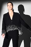Nikita Mhaisalkar_Black Beads Noir Crystal Embroidered Pant Set _at_Aza_Fashions