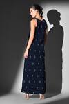 Shop_Nikita Mhaisalkar_Blue Beads Scoop Neck Indigo Crystal Embroidered Skirt Set _at_Aza_Fashions
