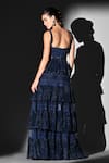 Shop_Nikita Mhaisalkar_Blue Georgette Scoop Neck Indigo Swirl Print Peplum Top And Skirt Set _at_Aza_Fashions