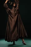 Shop_Nikita Mhaisalkar_Brown Silk Sequins Open Neck Trench Jacket _at_Aza_Fashions