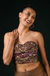 Buy_Nikita Mhaisalkar_Brown Tulle Beads, Embroidery Sweetheart Neck Beaded Corset Top _at_Aza_Fashions