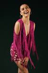 Shop_Nikita Mhaisalkar_Fuchsia Tulle Beads Cutwork Skirt With Embroidery _Online_at_Aza_Fashions