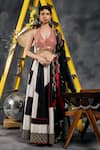 Buy_Vandana Sethi_Black Silk Beads, Embroidery, Sequins Halter Neck And White Designer Lehenga Set _at_Aza_Fashions