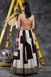Vandana Sethi_Black Silk Beads, Embroidery, Sequins Halter Neck And White Designer Lehenga Set _Online_at_Aza_Fashions