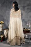 Vandana Sethi_Ivory Silk Beads, Sequins Sweetheart Neck Shimmer Raw Sharara Set _Online_at_Aza_Fashions