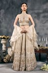 Buy_Vandana Sethi_Ivory Silk, Satin Sequins, Embroidery, Beads Shimmer Raw Classic Lehenga Set _at_Aza_Fashions