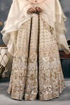 Buy_Vandana Sethi_Ivory Silk, Satin Sequins, Embroidery, Beads Shimmer Raw Classic Lehenga Set 