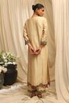 Shop_Ekru_Gold Chanderi, Bamboo Embroidery V-neck Botanic Cluster Kurta Set _at_Aza_Fashions