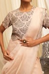 Buy_Ekru_Pink Organza, Taffeta Sequins, Embroidery Round Bloom Wave Blouse And Sharara Set _Online_at_Aza_Fashions