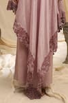 Ekru_Lavender , Handloom Lace Round Neck Petal Form Drape Set _Online_at_Aza_Fashions
