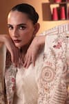 Buy_Ekru_Ivory Chanderi, Modal, Satin Embroidery Gulistan Jacket And Draped Skirt Set _Online_at_Aza_Fashions