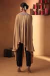 Shop_Ekru_Gold Linen, Silk Shaam-e-noor Cape And Cigarette Pant Set _at_Aza_Fashions