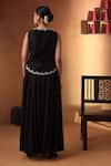 Shop_Ekru_Black Silk Embroidery V-neck Zarqaa Waistcoat And Palazzo Set _at_Aza_Fashions