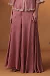 Buy_Ekru_Pink Organza, Silk Embroidery High Neck Canyon Rose Jacket And Pant Set _Online_at_Aza_Fashions