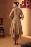 Shop_Ekru_Gold Organza, Chanderi, Linen Embroidery V-neck Co-ord Set _at_Aza_Fashions