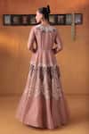 Shop_Ekru_Pink Organza Embroidery Round Neck Gown _at_Aza_Fashions